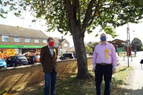 South Northants District Councillor Mark Allen (left) and Lib Dem candidate Justin Nash (right) in Middleton Cheney.