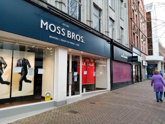 Moss Bros suit retailers in Abington Street has shut down.
