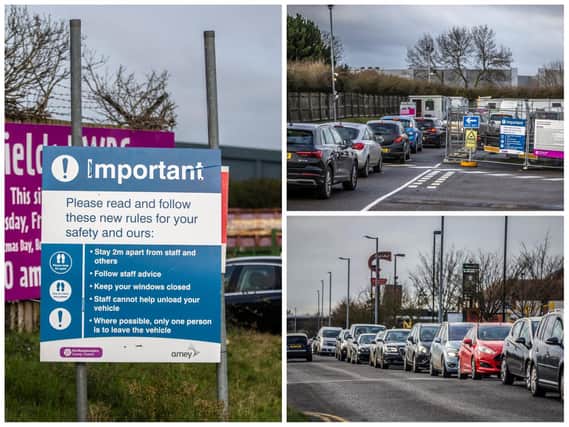 Longs queues were pictured at Northampton's Sixfields Waste and Recycling Centre yesterday.