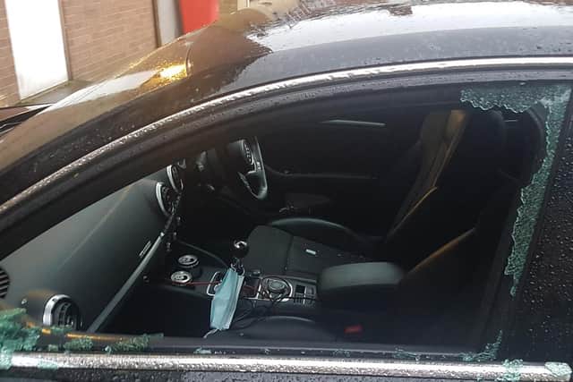 The damage caused to Mr Cresswell's car.