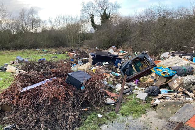 The fly-tipping on the Pineham Lock site.