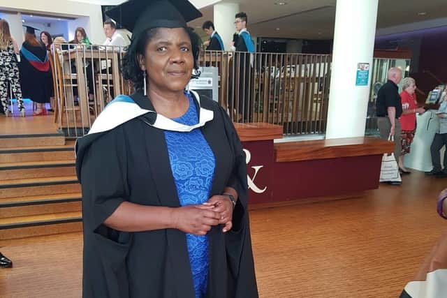 Mary at one of her graduations. Photo: Brain Tumour Research