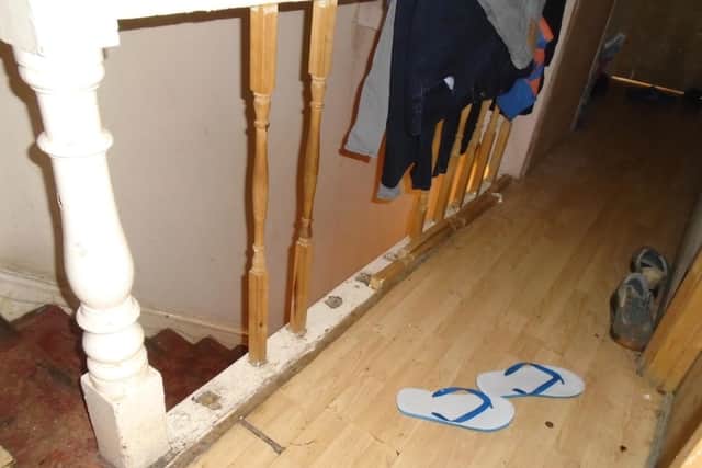 Zaheer Uddin Babar's property in Colwyn Road, Northampton, had banisters missing from the staircase handrail. Photo: Northampton Borough Council