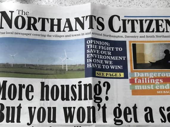 The front page of the Northants Citizen