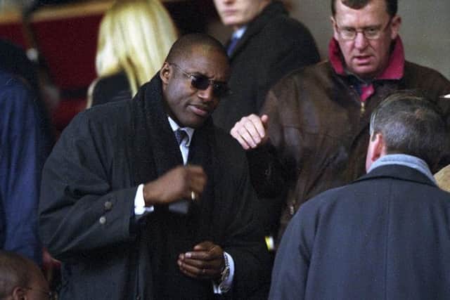 John Fashanu pictured in the Sixfields crowd for the Cobblers' 1-0 win over Bournemouth in December, 2001