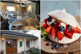 (Clockwise from top left) The interior of The White Horse in King's Sutton, The Red Lion in East Haddon's pavlova and The George in Great Oxendon