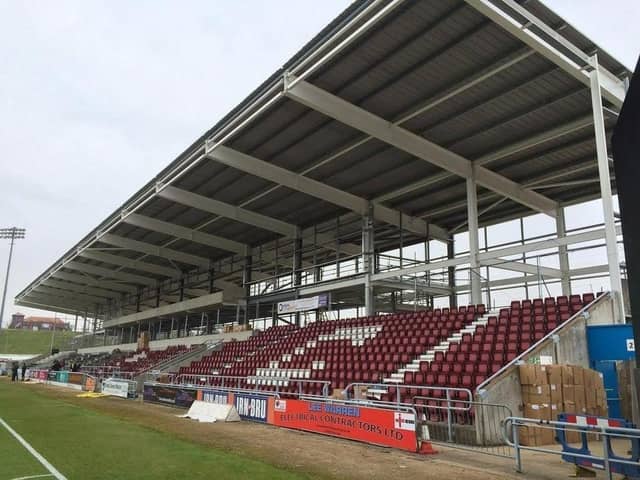 Work on the East Stand at Sixfields was halted in October 2014 after contractors claimed they were not being paid
