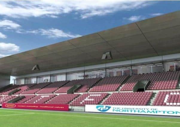 What the East Stand at Sixfields was supposed to look like when building work was finished