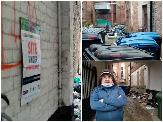 Market trader Eamonn 'Fitzy' Fitzpatrick is calling for someone to take responsibility for a filthy alleyway off Sheep Street.