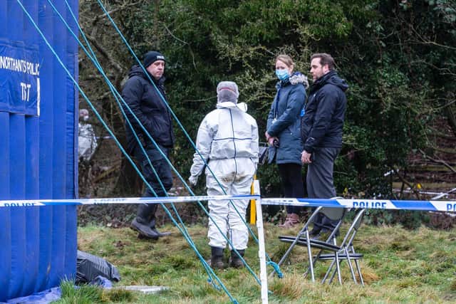 Officers continue the forensic search along the footpath on Thursday. Photos: Kirsty Edmonds