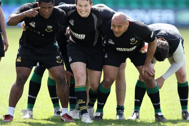 Brian Mujati, Dylan Hartley and Soane Tonga'uiha became a formidable front row for Saints
