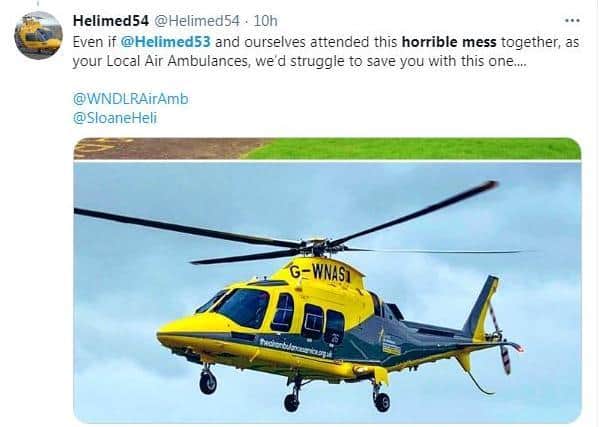 Yesterday's response from the Northamptonshire's Air Ambulance chopper crew