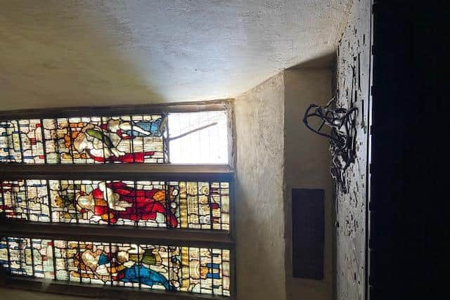 The damaged window
