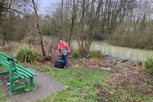 How the area by Dragonfly Lake after being cleaned up by Sally Romain