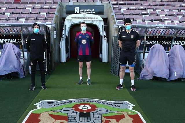 Ben Hope dropped in at the Cobblers for a couple of laps of the PTS Academy Stadium pitch