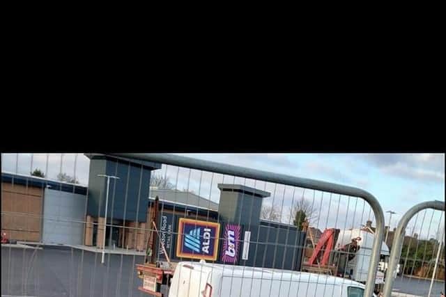 A sign was spotted at the site which had B&M and Aldi's logos on