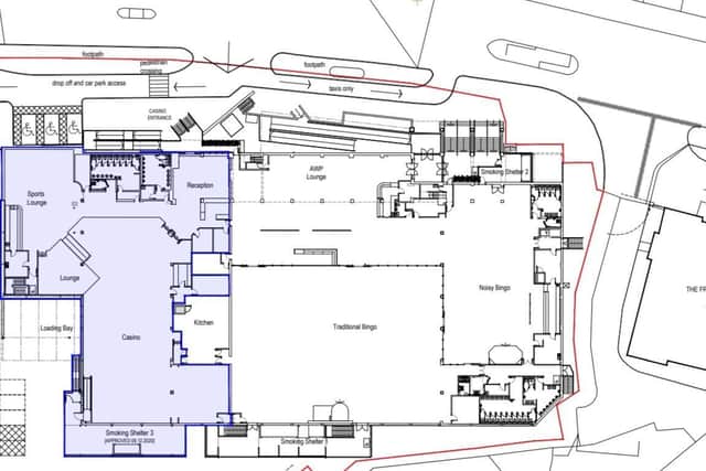 The blue highlighted area will be the casino premises