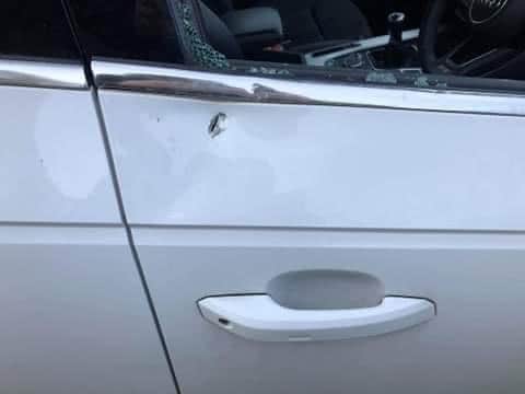 The damage to Billy Dawes' Audi A4 after being broken into