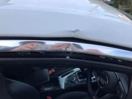 The damage to Billy Dawes' Audi A4 after being broken into