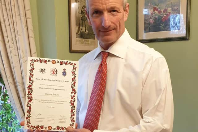 Owen Jones with his Rose of Northamptonshire award