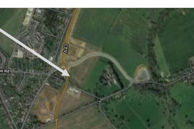 The site is situated in Overstone Leys close to the A43