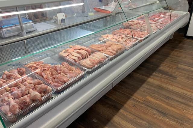 The halal butchers at the back of the store