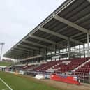Work on the upper tier of Sixfields east stand was halted in 2015