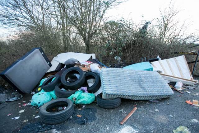 A pile of fly-tipped rubbish on the lane to Sixfields Reservoir in Northampton seen in January. Photo: Leila Coker