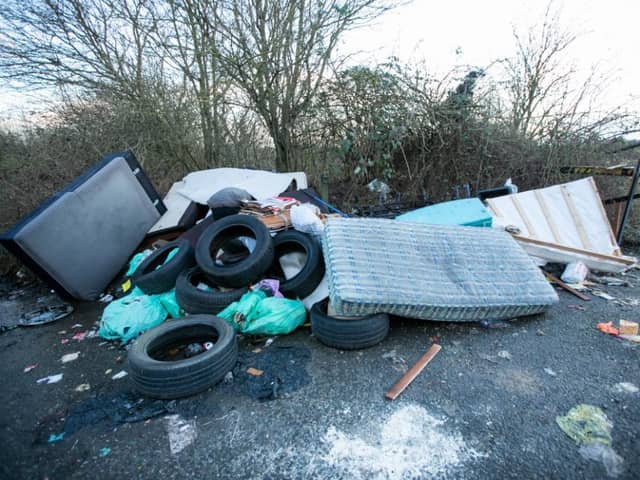 A pile of fly-tipped rubbish on the lane to Sixfields Reservoir in Northampton seen in January. Photo: Leila Coker
