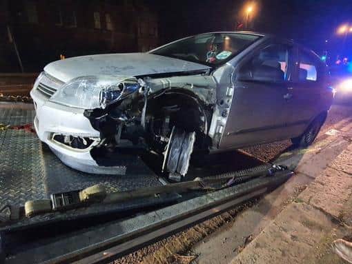 The driver fled after crashing his Astra into barriers on Wellingborough Road in Northampton