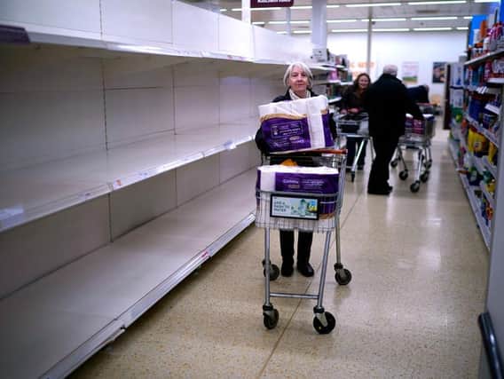 Supermarket shelves in Northampton were left bare of essentials such as toilet rolls. Photo: Getty Images