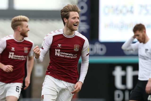 Fraser Horsfall is all smiles after scoring to make it 3-0