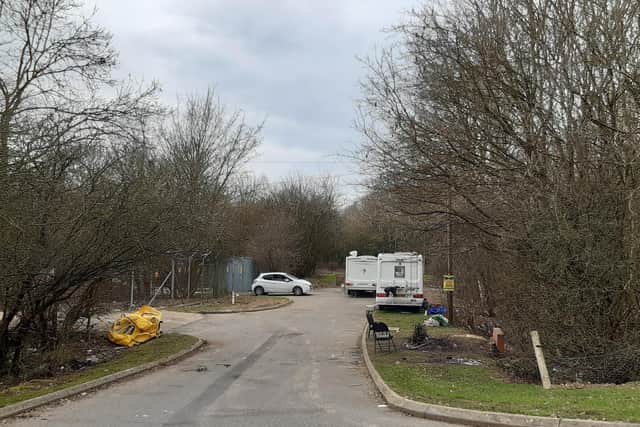 The encampment was still there on Monday (March 8)