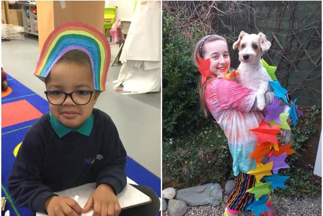 Both in-school and at-home pupils got involved with the rainbow-themed mufti day at Northampton International Academy. Photos: East Midlands Academy Trust