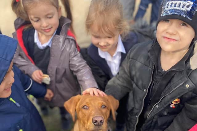 What a good boy! Kings Heath Primary Academy pupils had a furry welcome back to school