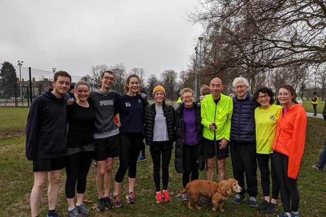 Roger (third from the right) attended his first parkrun in 2019 at the age of 92.