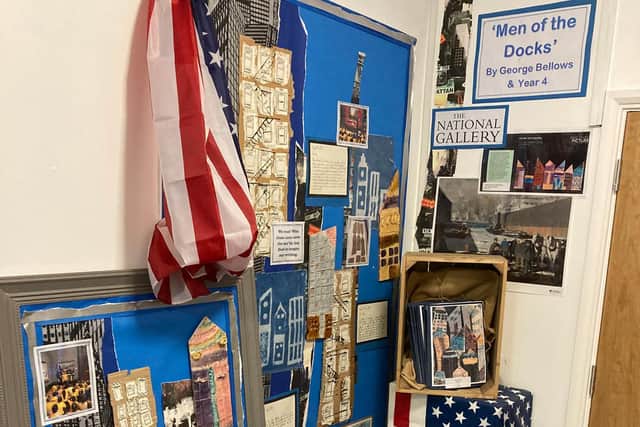 The display of the pupil's artwork at the school.