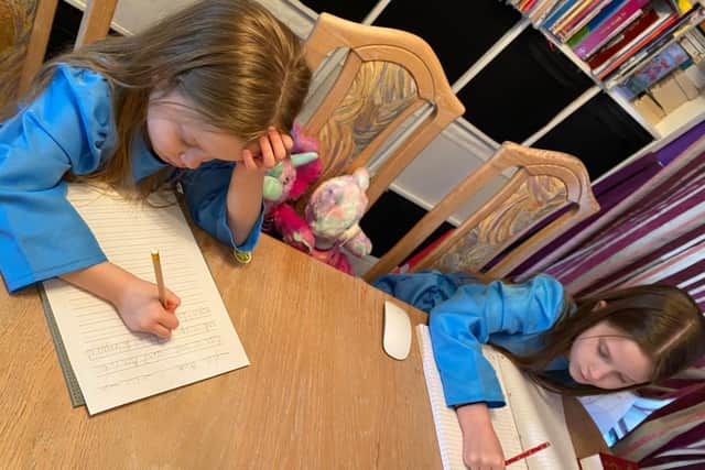 Carly and Lydia have been working successfully from home for months with their mum and were excited but a little anxious about heading back to the school gates.