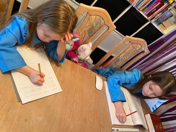 Carly and Lydia have been working successfully from home for months with their mum and were excited but a little anxious about heading back to the school gates.