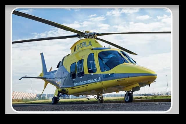 The state-of-the-art Leonardo AW109 GrandNew EMS helicopter.