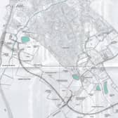 A drawing of where the Towcester relief road will be built between the A5 and A43 to the south of the town