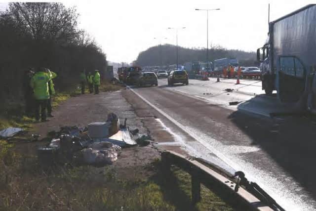 Konrad Biadun drove away from the scene of a fatal car crash he caused when he stopped on the M1 for seemingly no reason.
