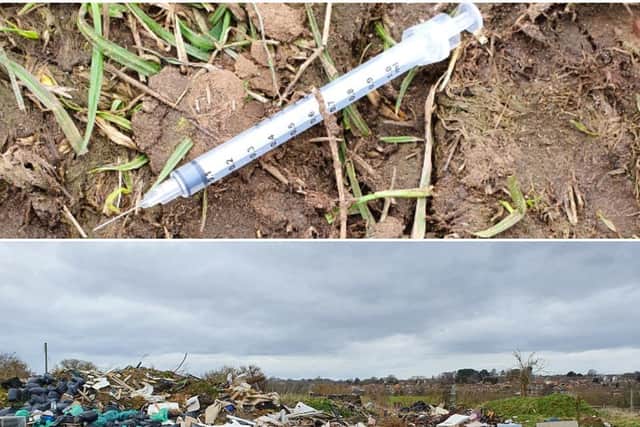 The needle was found among the fly-tip at Dallington Heatth