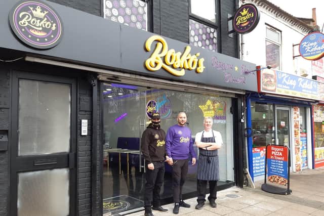 Shabz, Adnan and Peter outside Bosko's