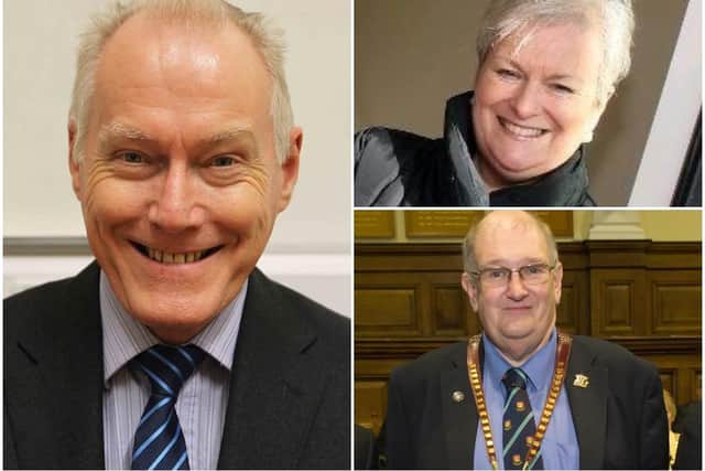 Northampton borough councillors Tim Hadland (left), Sally Beardsworth and Phil Larratt will receive the honorary freedom of the borough