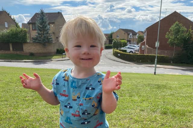Samuel is two-and-a-half and has Down Syndrome.