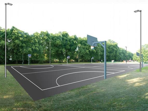 An artist's impression of how the new basketball court would look