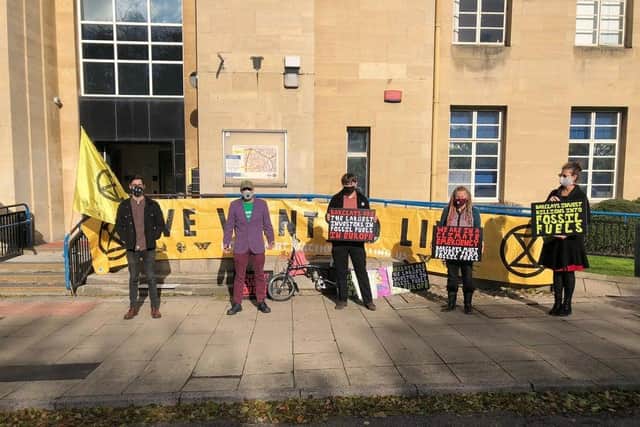 XR protesters gathered outside Northampton Magistrate's Court in October last year
