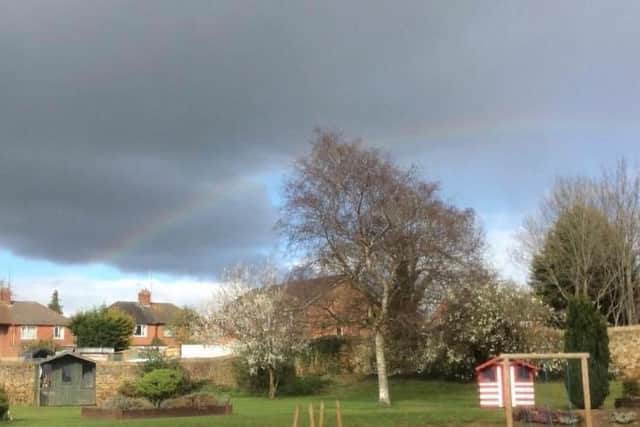 The photo Carmel Dodds took of a rainbow above The Good Shepherd Catholic Primary School on the Friday before the first coronavirus lockdown