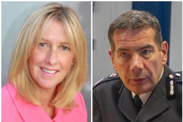 HMICFRS chief inspector Zoe Billingham (left) and Northamptonshire's Chief Constable Nick Adderley